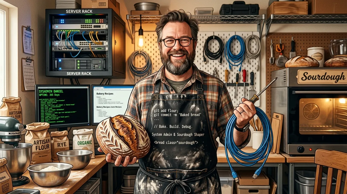 Daniel mit frischem Brot und einem Augenzwinkern